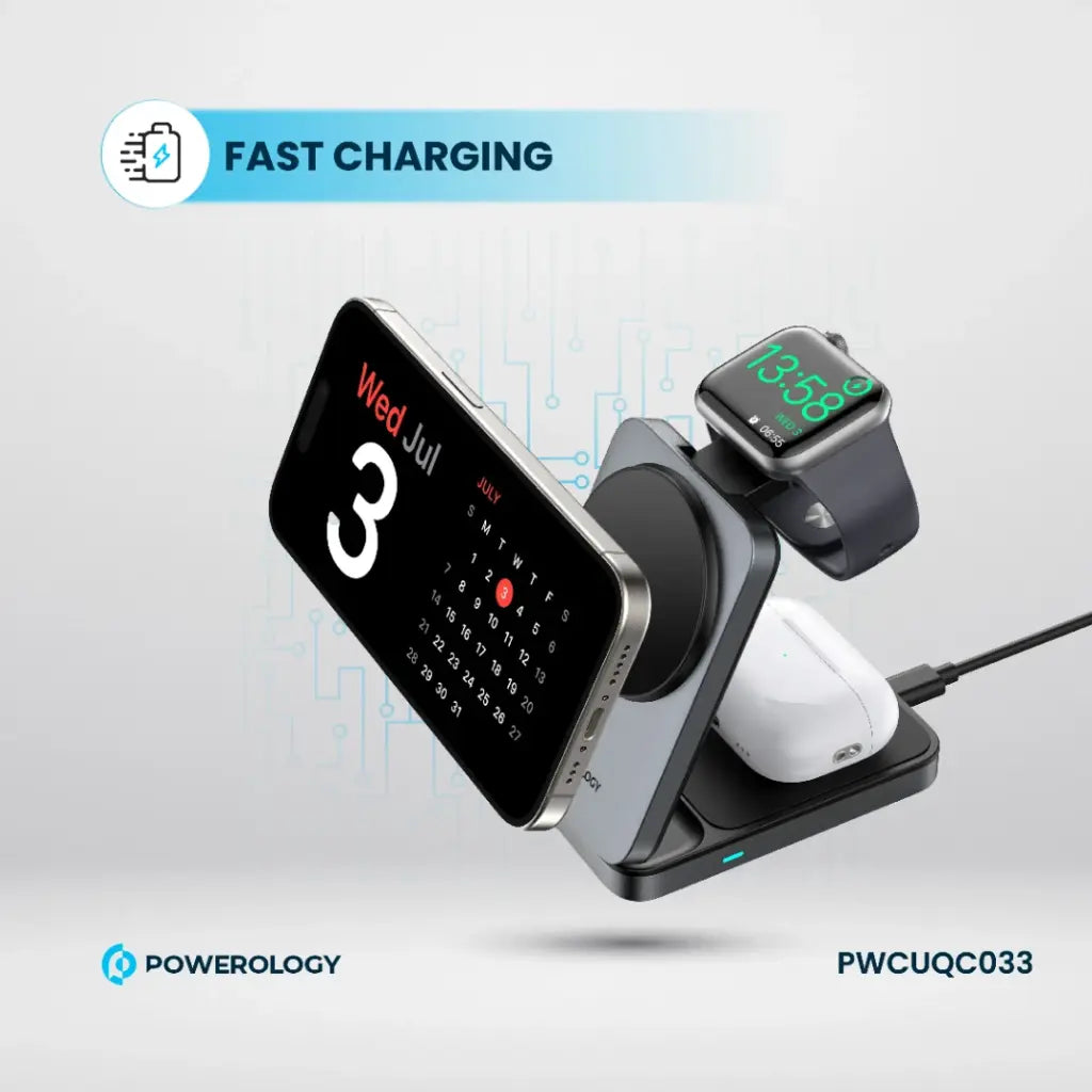 Powerology PWC033 15W Qi2 Fast Charging Multi Device Hub Powerology PWC033 15W Qi2 Fast Charging Multi Device Hub